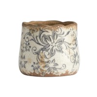 7 Tuscan Ceramic Gray Scroll Planter