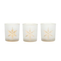 Glass Snowflake Votive Set of 3