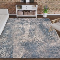 Addison Dayton Transitional Erased Persian Blue 94 x 132 Area Rug