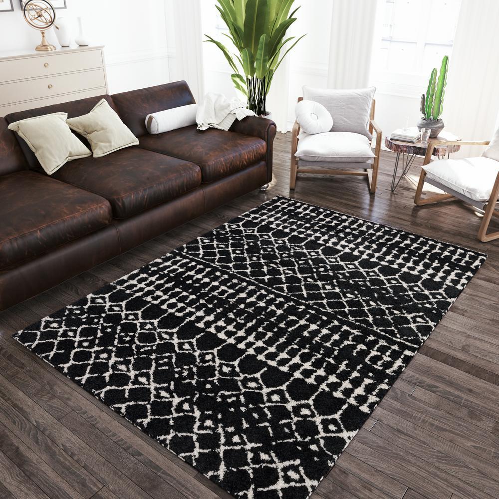 Addison Lauren Geometric Tribal Charcoal 910 x 132 Area Rug