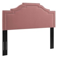 Modway Lucia Performance Velvet Headboard With Nailhead Detail, Full/Queen, Dusty Rose