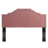 Modway Lucia Performance Velvet Headboard With Nailhead Detail, Full/Queen, Dusty Rose