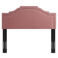 Modway Lucia Performance Velvet Headboard With Nailhead Detail, Full/Queen, Dusty Rose