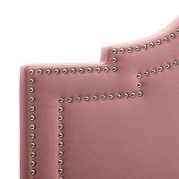 Modway Lucia Performance Velvet Headboard With Nailhead Detail, Full/Queen, Dusty Rose