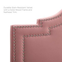 Modway Lucia Performance Velvet Headboard With Nailhead Detail, Full/Queen, Dusty Rose