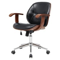 Npd Furniture And More Samuel Pu Bamboo W/Armrest Office Chair, Black