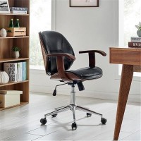 Npd Furniture And More Samuel Pu Bamboo W/Armrest Office Chair, Black