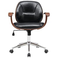 Npd Furniture And More Samuel Pu Bamboo W/Armrest Office Chair, Black