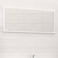 vidaXL White Bathroom Mirror 315x06x146 Engineered Wood and Acrylic WallMountable Easy to Clean Contemporary Design