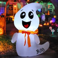 Goosh 4 Ft Halloween Inflatable Cute Ghost Outdoor Decorations Blow Up Yard Ghost With Builtin Leds For Indoor Garden Lawn Part