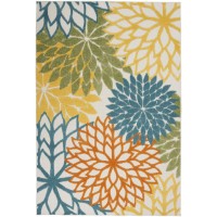 Nourison Aloha Indooroutdoor Floral Turquoise Multicolor 6 X 9 Area Rug 6 X 9