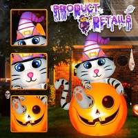 Rocinha Halloween Inflatable Cat In Pumpkin With Wizard Hat 5 Ft Halloween Blow Up Yard Decoration With Builtin Leds Outdoor