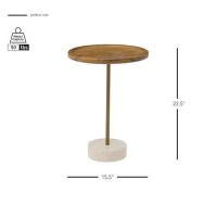 Npd Furniture And More Roya Teak Marble Base Side/End Table, Natural