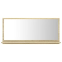 vidaXL Sonoma Oak Bathroom Mirror with Shelf Modern Style Engineered Wood and Acrylic Easy to Clean 315x41x146 Dimens
