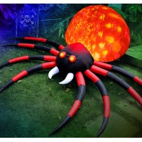 8 Ft Halloween Inflatable Spider Outdoor Decorations For Yard Giant Crawling Spider With Led Rotating Flame Large Creepy Spide