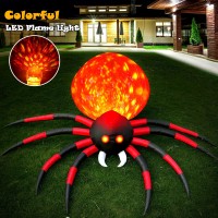 8 Ft Halloween Inflatable Spider Outdoor Decorations For Yard Giant Crawling Spider With Led Rotating Flame Large Creepy Spide