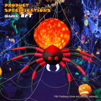 8 Ft Halloween Inflatable Spider Outdoor Decorations For Yard Giant Crawling Spider With Led Rotating Flame Large Creepy Spide