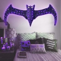 Eambrite Halloween Window Lights 4Ft Giant Bat Light With 80 Led Purple Lights Waterproof Light Up Bat Spooky Hanging Halloween