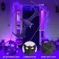 Eambrite Halloween Window Lights 4Ft Giant Bat Light With 80 Led Purple Lights Waterproof Light Up Bat Spooky Hanging Halloween