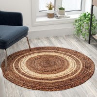 Natural Fiber Jute Area Rug 4 Foot Round Braided Indoor Jute Rug Natural Area Rugs