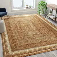 Natural Fiber Jute Area Rug 8 x 10 Braided Indoor Jute Rug Natural Area Rugs