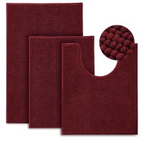 Urvoix Bathroom Rugs Set 3 Pieces Ultra Soft Nonslip Bath Mats Chenille Absorbent Bath Rugs For Bathroom Tub And Shower Bu