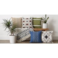 Dii Throw Pillow Cover Collection Decorative Square, 18X18, French Blue Aztec Prints, 4 Piece