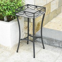 Valencia Resin Wicker/ Steel Square Plant Stand  Grey