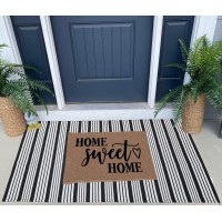 Black And White Area Rug 354 X 59 Inches Striped Front Door Rug Outdoor Front Porch Rug Handwoven Machine Washable Indooroutd