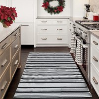 Black And White Area Rug 354 X 59 Inches Striped Front Door Rug Outdoor Front Porch Rug Handwoven Machine Washable Indooroutd