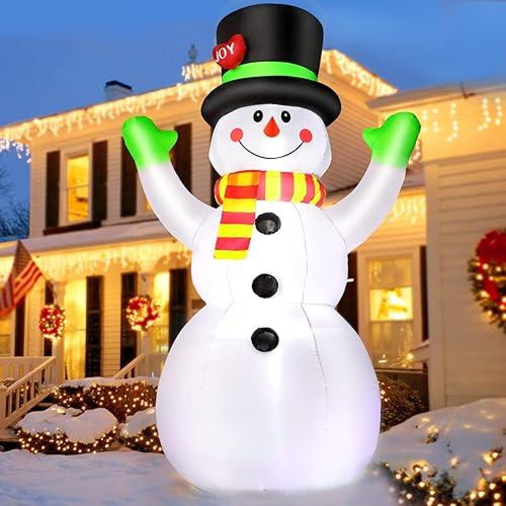 7 Ft Christmas Inflatables Giant Snowman Outdoor Decorations Blow Up Snow Man Yard Decor Builtin Bright Led Light Wear Magic H