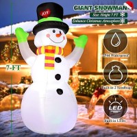 7 Ft Christmas Inflatables Giant Snowman Outdoor Decorations Blow Up Snow Man Yard Decor Builtin Bright Led Light Wear Magic H