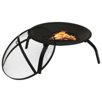 vidaXL 2in1 Fire Pit and BBQ with Poker 22x22x193 Steel 3352