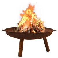 vidaXL Fire Pit Firepit for Outdoor Patio Backyard Garden Deck Fireplace for Camping Picnic BBQ Wood Burning Firebowl Scandi