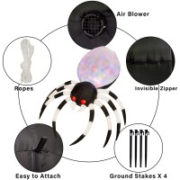 Prsildan Halloween Inflatable 6 Ft Spider With Colorful Led Lights And Red Glowing Eyes Holiday Blow Up Decorations For Indoor