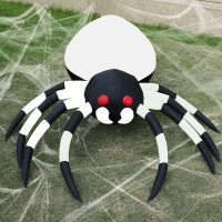 Prsildan Halloween Inflatable 6 Ft Spider With Colorful Led Lights And Red Glowing Eyes Holiday Blow Up Decorations For Indoor