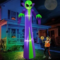 Turnmeon 8 Foot Giant Halloween Inflatables Alien Decorations Outdoor Blow Up Alien With Buit-In Led Lights Halloween Alien Decorations For Outside Yard Garden Lawn Home Holiday Party Decor