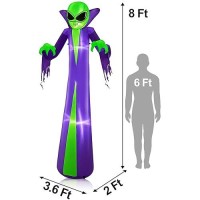 Turnmeon 8 Foot Giant Halloween Inflatables Alien Decorations Outdoor Blow Up Alien With Buit-In Led Lights Halloween Alien Decorations For Outside Yard Garden Lawn Home Holiday Party Decor