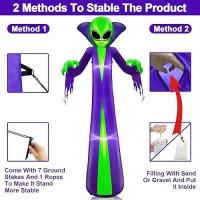 Turnmeon 8 Foot Giant Halloween Inflatables Alien Decorations Outdoor Blow Up Alien With Buit-In Led Lights Halloween Alien Decorations For Outside Yard Garden Lawn Home Holiday Party Decor