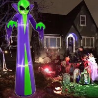 Turnmeon 8 Foot Giant Halloween Inflatables Alien Decorations Outdoor Blow Up Alien With Buit-In Led Lights Halloween Alien Decorations For Outside Yard Garden Lawn Home Holiday Party Decor