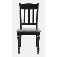 Jofran Madison County Reclaimed Solid Wood Slatback Farmhouse Dining Chair (Set Of 2), Vintage Black