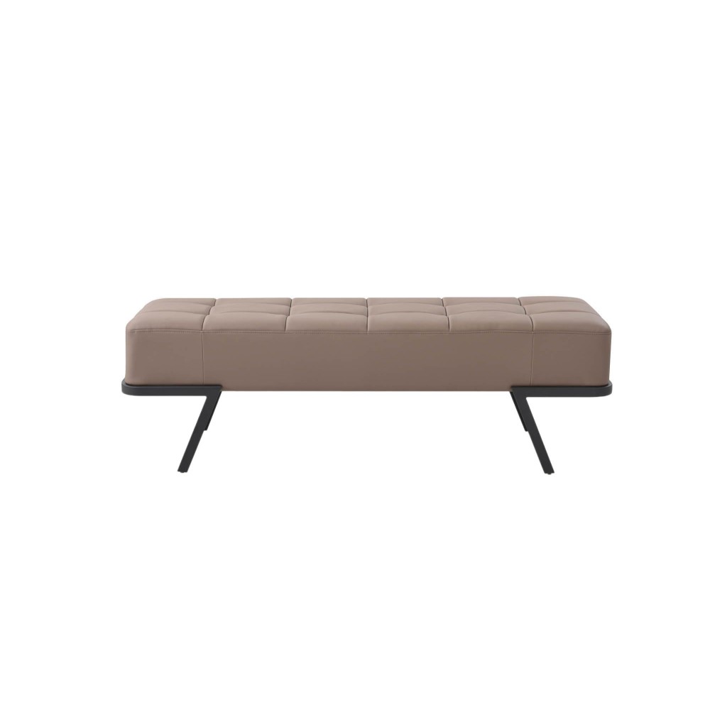 Whiteline Modern Living Shadi Bench Faux Leather In Taupe With Black Sanded Coated Steel Legs