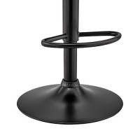 Armen Living Benson Adjustable Height Black Faux Leather And Walnut Wood Bar Stool With Black Base