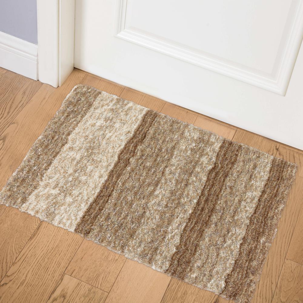 Addison Sanibel Striped Taupe Shag 2 x 3 Accent Rug