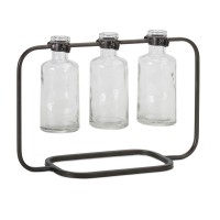 Melrose Modern Home Decorative Vase in Holder Set of 4 1025 x 75H GlassMetal