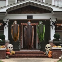 Funpeny 3 Pack Hanging Ghost Outdoor Halloween Decorations One 532 And Two 433 Hanging Skeleton Ghost Reapers For Hallowe