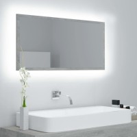 vidaXL LED Bathroom Mirror Vanity Unit Washroom Wall Furniture Interior Hallway Bedroom Laundry Room Dressing 354 Concrete Gra
