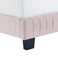 Modway Celine Channel Tufted Performance Velvet Bed, Twin, Pink