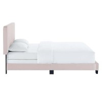 Modway Celine Channel Tufted Performance Velvet Bed, Twin, Pink