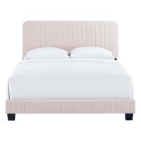 Modway Celine Channel Tufted Performance Velvet Bed, Twin, Pink